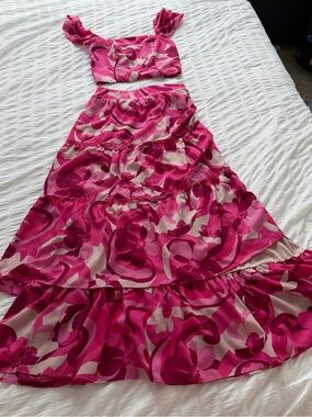 Pink Floral Two-Piece Skirt Set NWOT Size M
